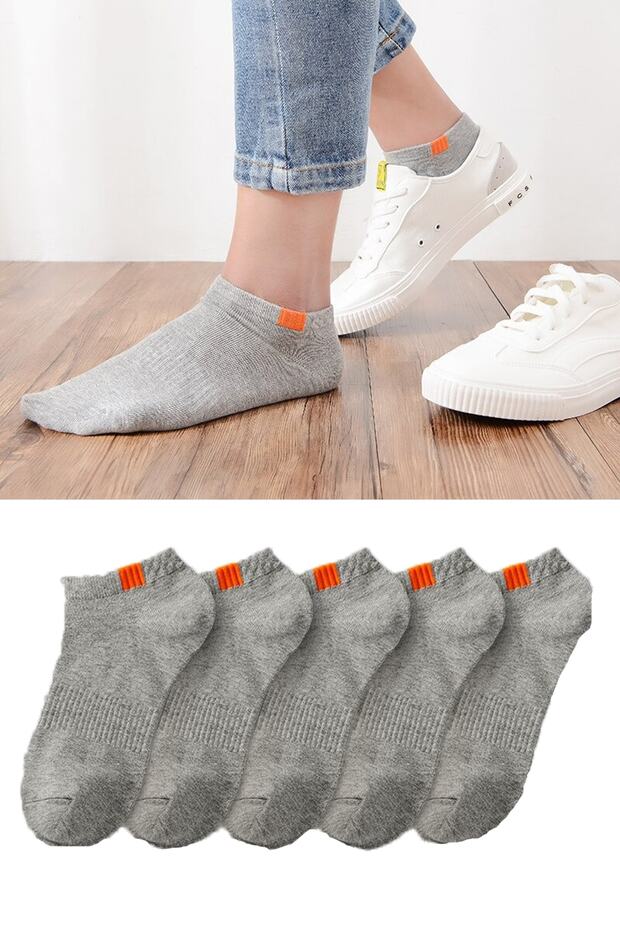 Unisex 5-Piece Washed Sports Booties Socks