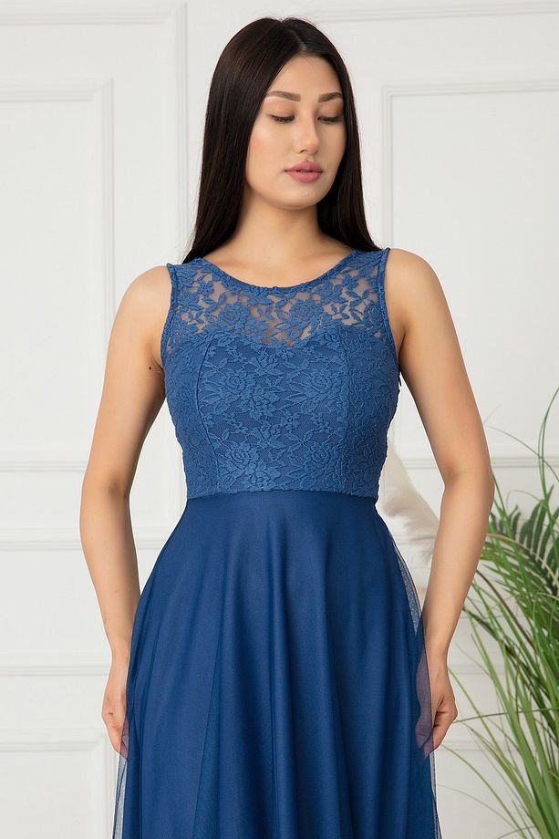 Metiy 3380-4 Dantel Ve Şifon Elbise - 5