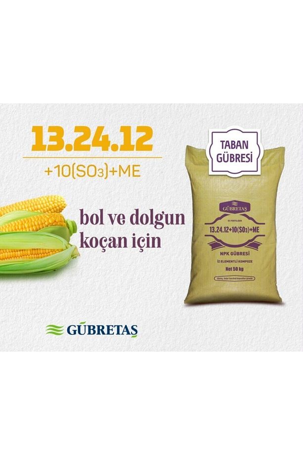 13 24 12+10 Me Azot Üre Fosfor Potasyum Kükürt Çinko Demir Bitkiler Için Taban Gübre 50 kg - 2