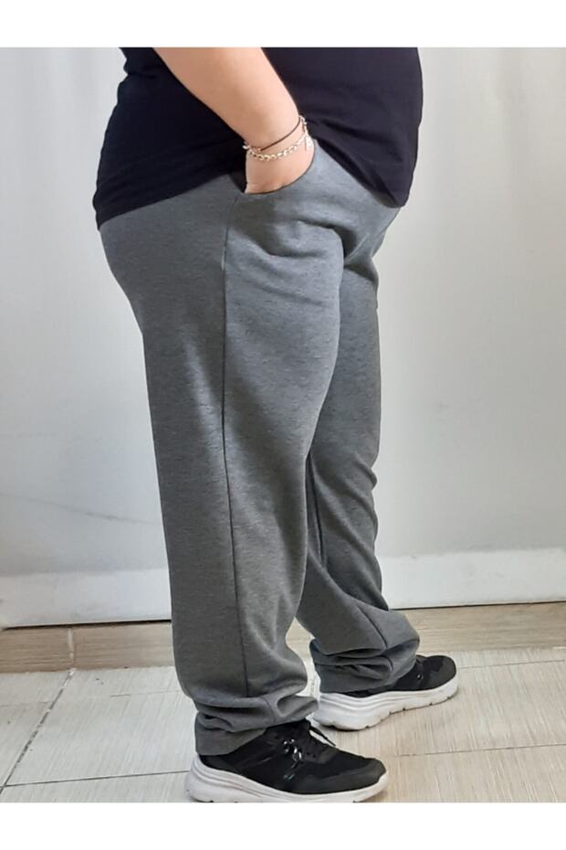 Smoked Steel Knitted Trousers with Elastic Waist Pockets