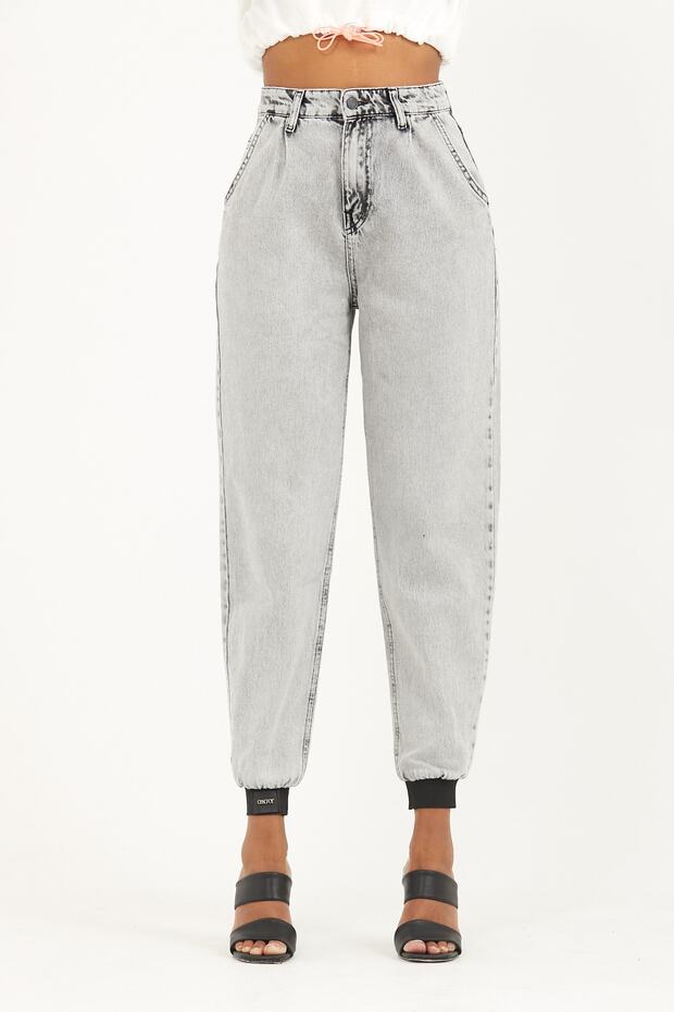 Gri Slouchy Pantolon - 2