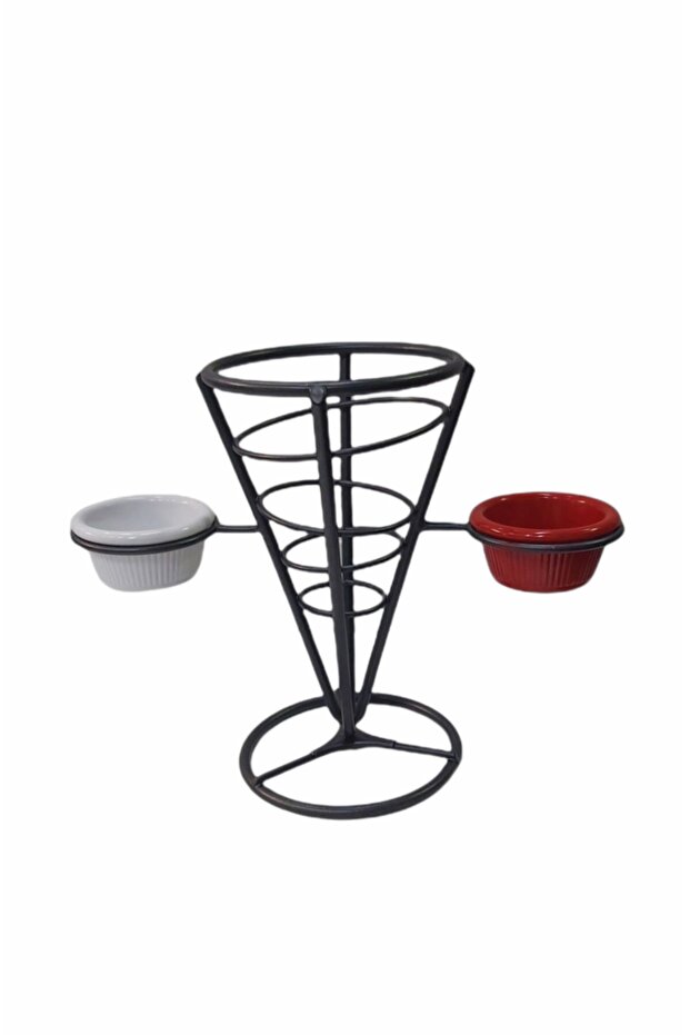 Metal Potato Presentation Stand with Sauce Bowl