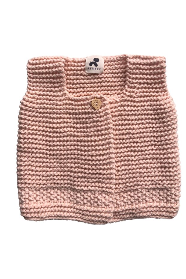 Hand Knitted Cotton Knitted Vest -salmon