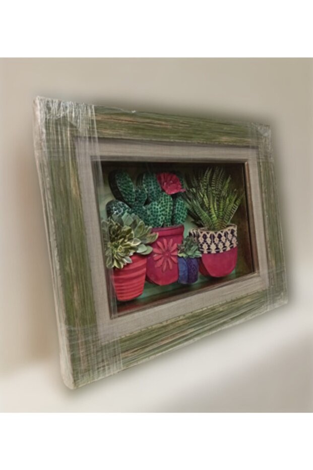 Saksıda Çiçekler Temalı 3d Kağıt Rölyef Tablo - 4