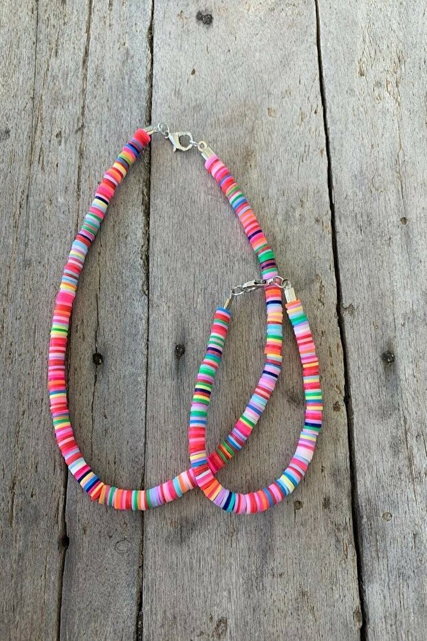 Women's Fimo Necklace + Bracelet Set Mixed Color