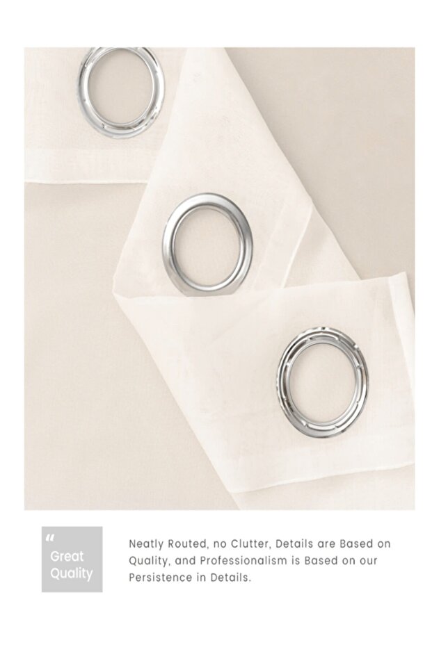 Rustik Tül - Rustikli Perde - Ekru Tül - Kuşgözlü Perde - 3