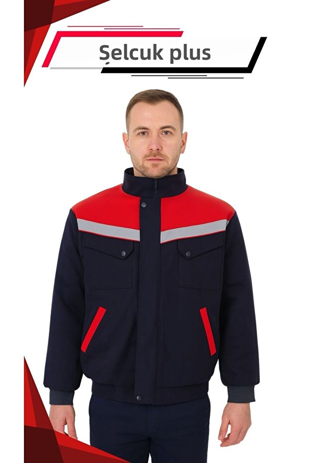 معطف عمل عاكس باللون الأزرق الداكن 7-7 Gabardine Im Model معطف عمل مبطن بالصوف