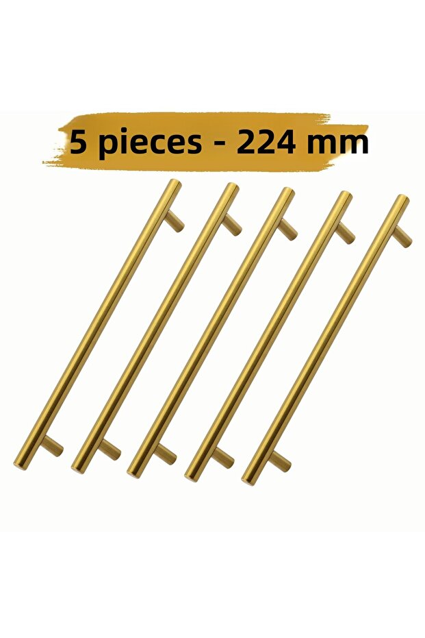 Furniture Handle Kitchen Cupboard Drawer Cabinet Door Knobs Gold Golden 224 mm 22.4 cm Metal (5 Pieces)