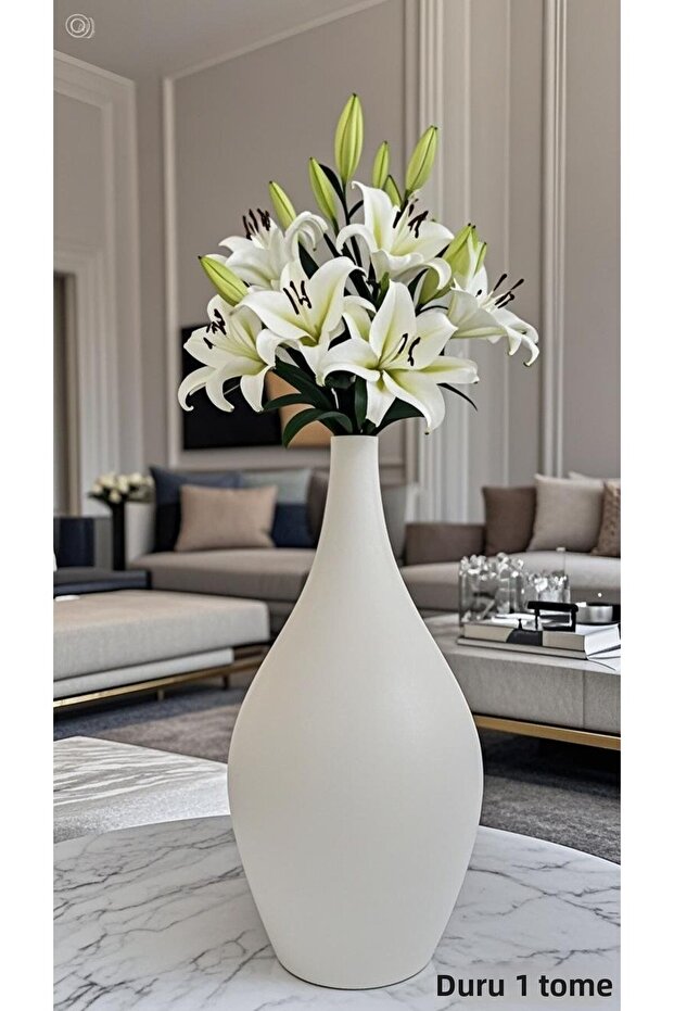 Nordic Style Bohemian Trend Hitit White Vase 32 cm
