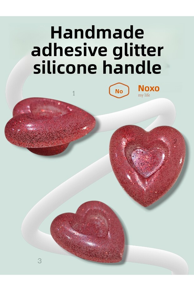 Handmade Adhesive Silvery Silicone Heart Handle Furniture Kitchen Bathroom Cabinet Drawer Handle 1Pcs