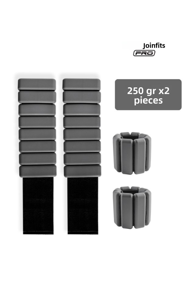 Pro Hand and Ankle Weight Gray 250 Gr X 2 Pieces | Adjustable Sports and Fitness Equipment