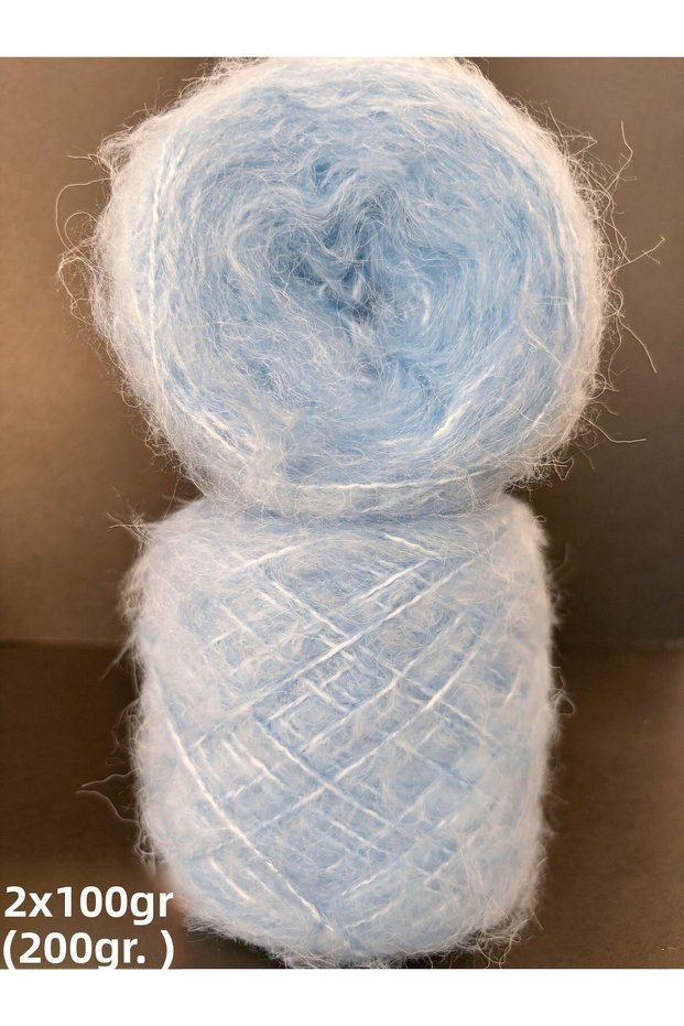 Blue (Bol Tüylü) Thick Mohair Knitting Yarn 200Gr