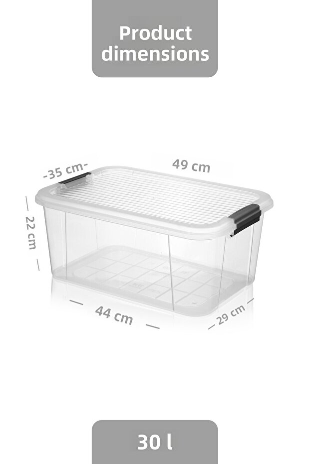 2-Pack 30L Multibox Storage Container with Locking Lid Multi-Purpose Organizer Pantry Storage Storage Box - 4