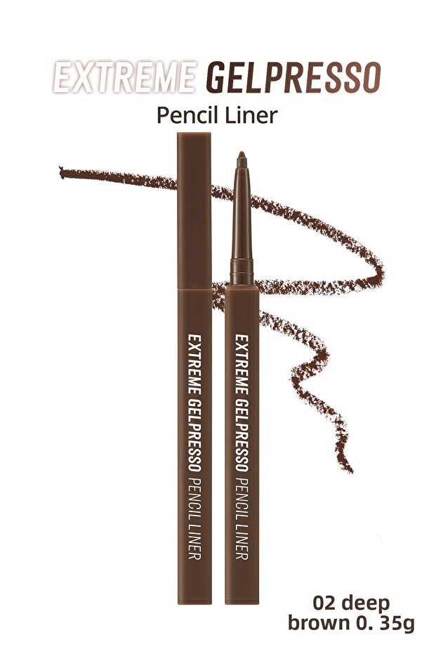 Clio Extreme Gelpresso Pencil Liner - Waterproof, Lasting All Day, 02 Deep Brown Eyeliner