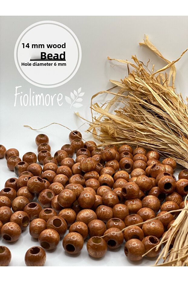 14 mm Tan Brown Wooden Beads (50 Gr 47 Pieces) Wide Hole Diameter 6 mm Macrame Bag Bracelet Jewelry