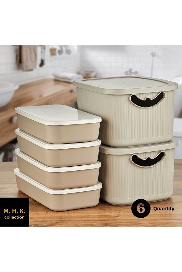 مجموعة صناديق تخزين متعددة الأغراض مكونة من 6 قطع - 1