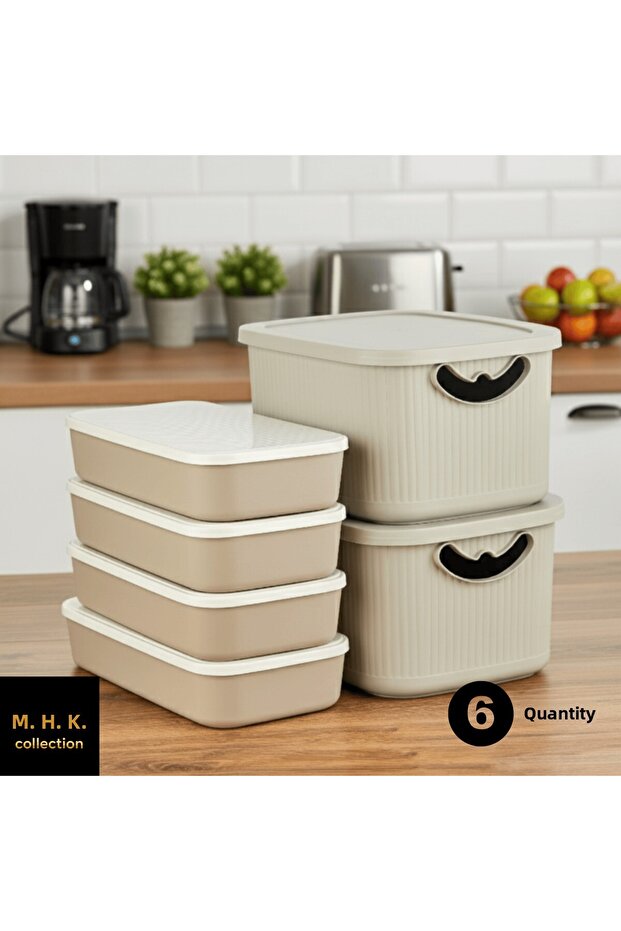 مجموعة صناديق تخزين متعددة الأغراض مكونة من 6 قطع - 2