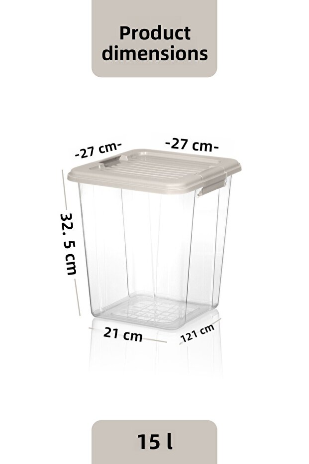 2-Pack Megabox 15L Storage Container - Multi-Purpose Organizer with Locking Lid Pantry Storage Storage Box - 4