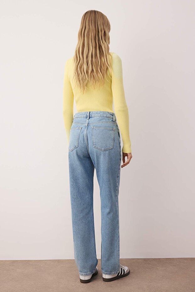 Mavi Yüksek Bel Düz Paça Straight Jeans TWOAW26JE00245 - 4