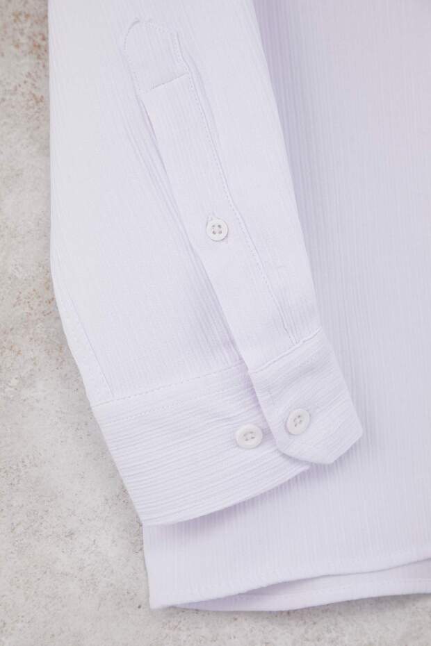 Beyaz Slim Fit Erkek Dokulu Gömlek TMNAW26GO00002 - 7