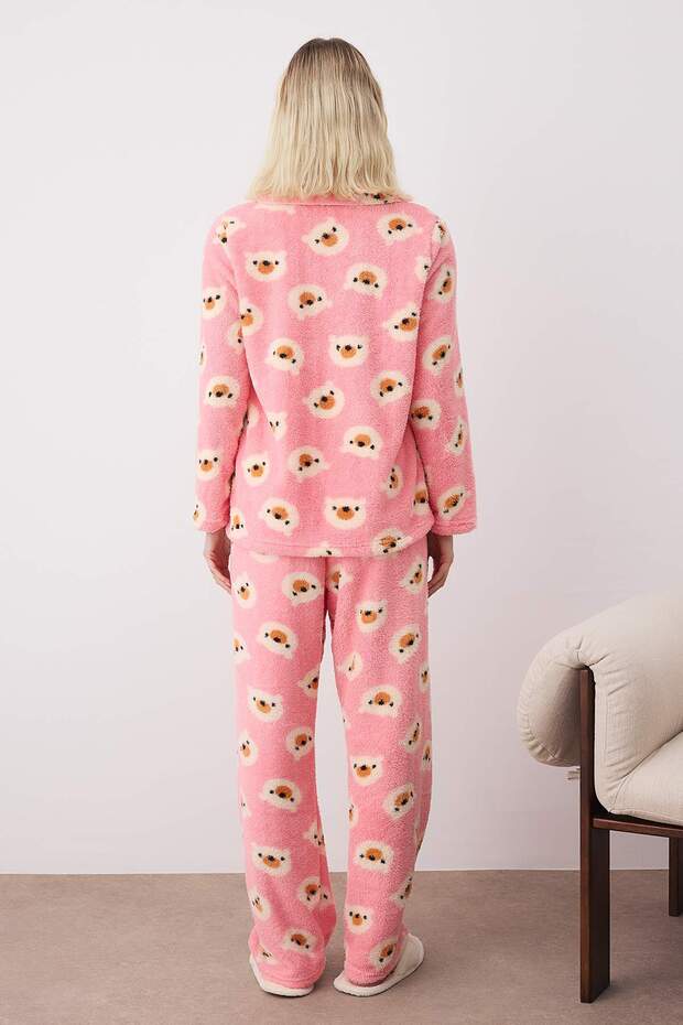 Pembe Ayıcıklı Wellsoft Kışlık Örme Pijama Takımı THMAW25PT00054 - 4