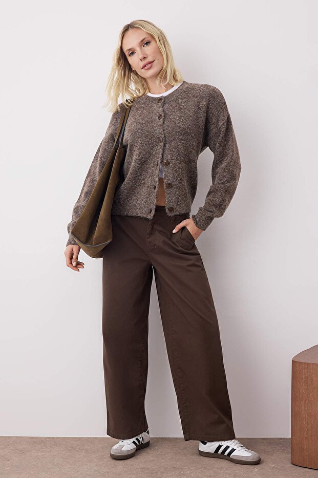 Kahverengi Normal Bel Barrel Jeans TWOAW26JE00198 - 1