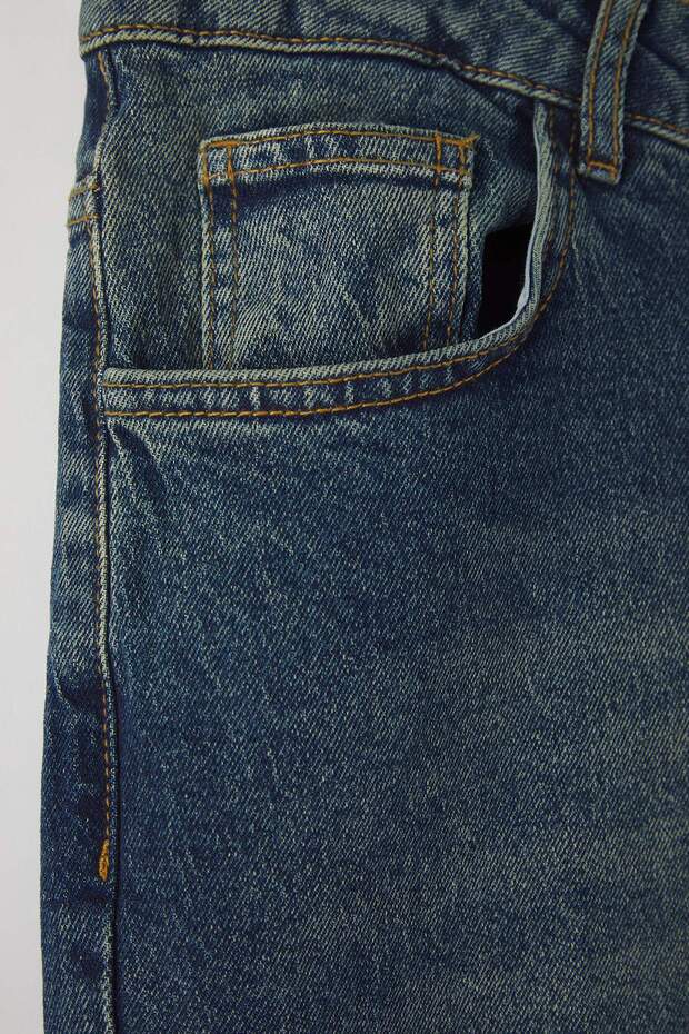 Mavi Yüksek Bel Comfort/Orta Esnek Straight Fit Denim Büyük Beden Jeans TBBSS24CJ00051 - 6