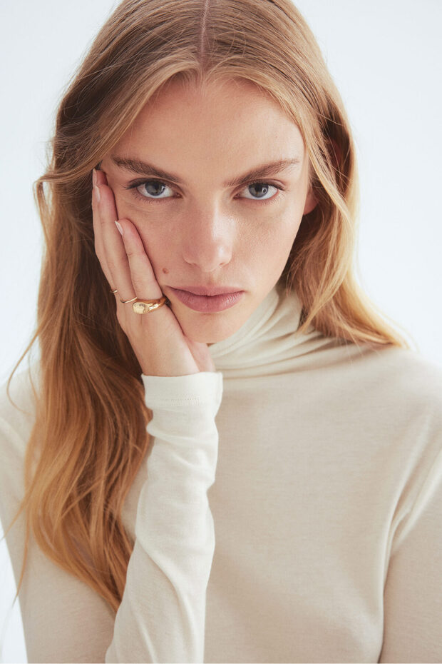 Pima Pamuklu Yarım Balıkçı Yaka Üst - 1