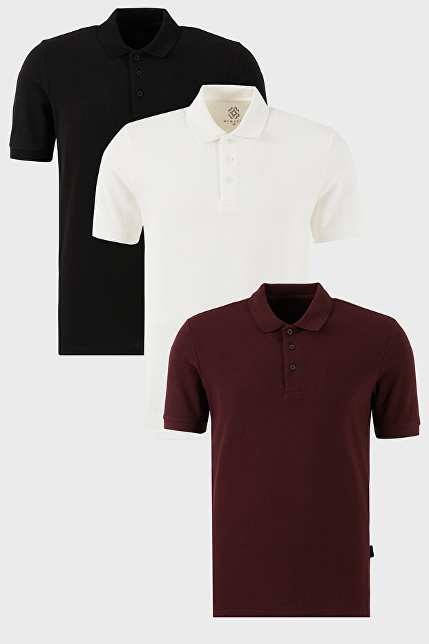 Cotton Regular Fit Buttoned Polo Neck 3 Pack t Shirts Men's t Shirt 5902127 S3