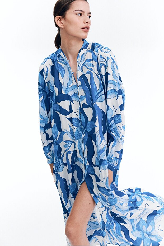 Katlı Maksi Elbise - 1