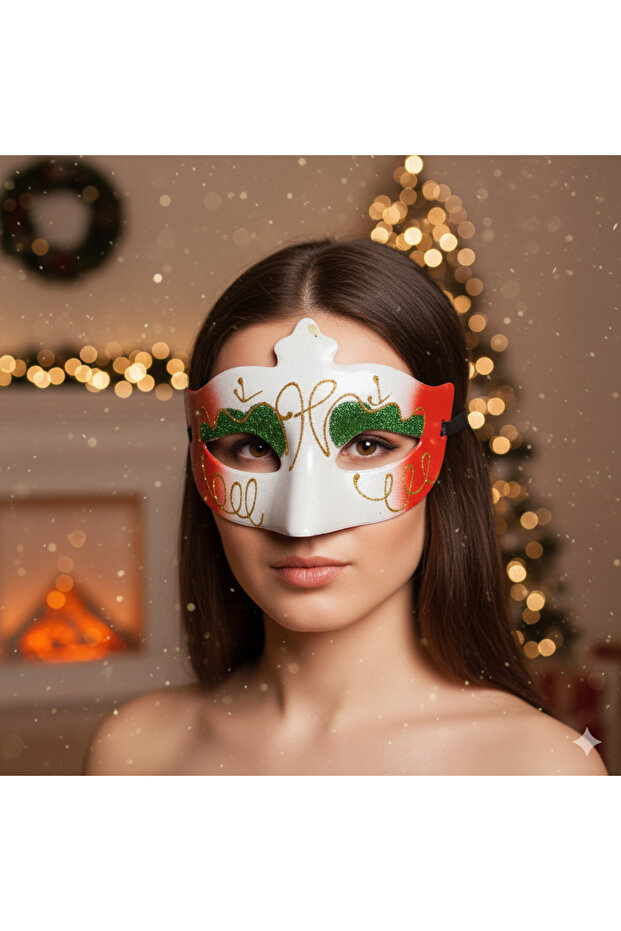 Orange Glittery Plastic Christmas Party Ball Halloween Mask (1 piece)