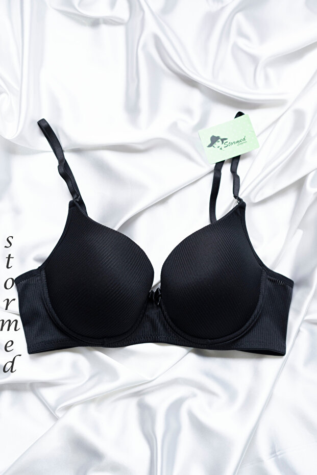 حمالة صدر بدون دعم بنمط بسيط باللون الأسود 265 - 4