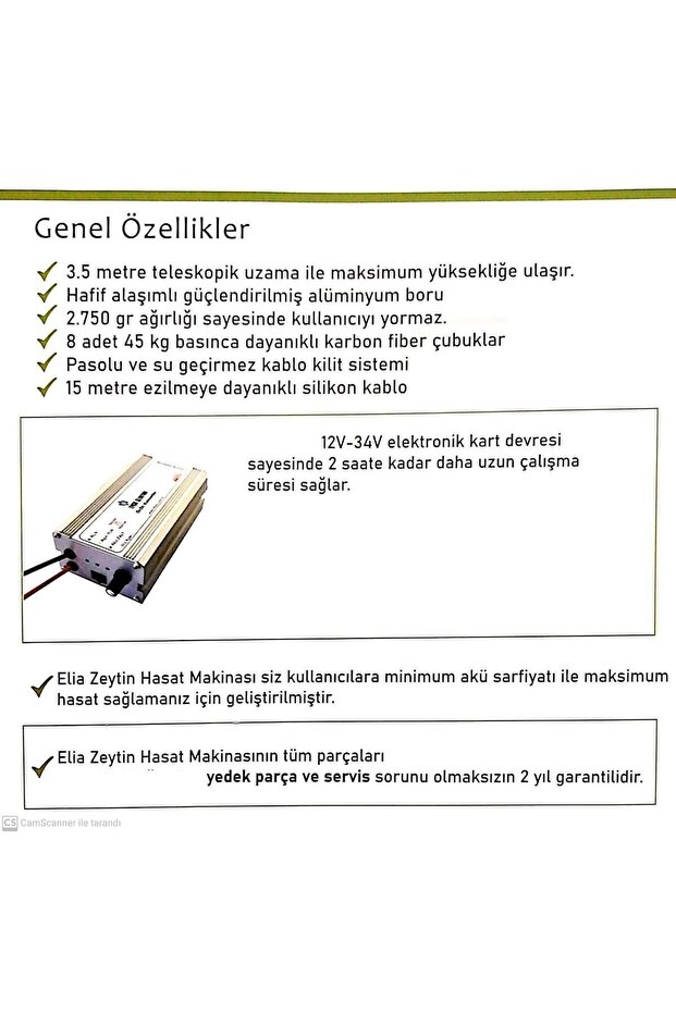 Zeybek Sensörlü Ve Devir Ayarlı Zeytin Hasat Makinası 750 Watt - 6
