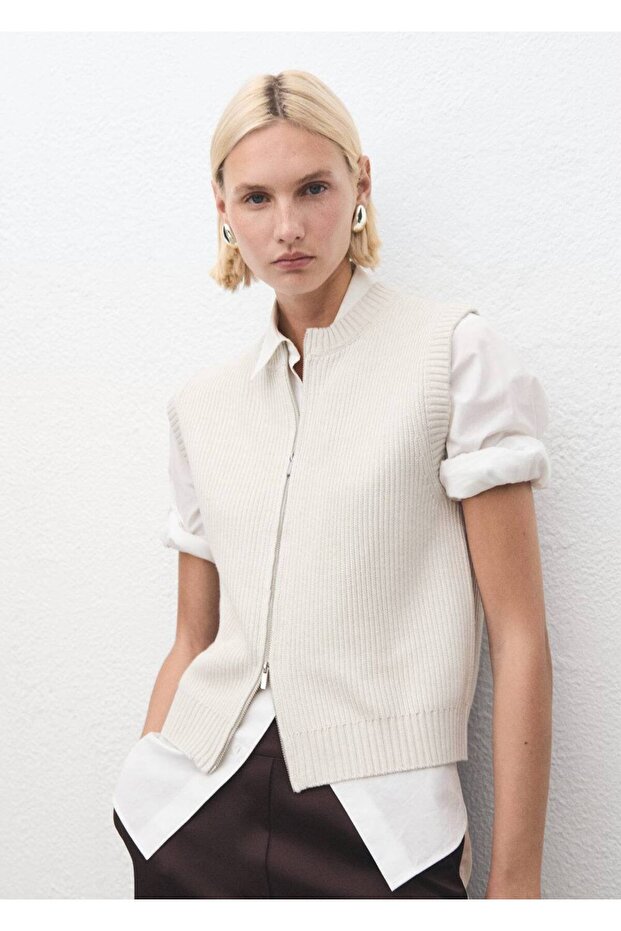 Triko fermuarlı yelek - 1