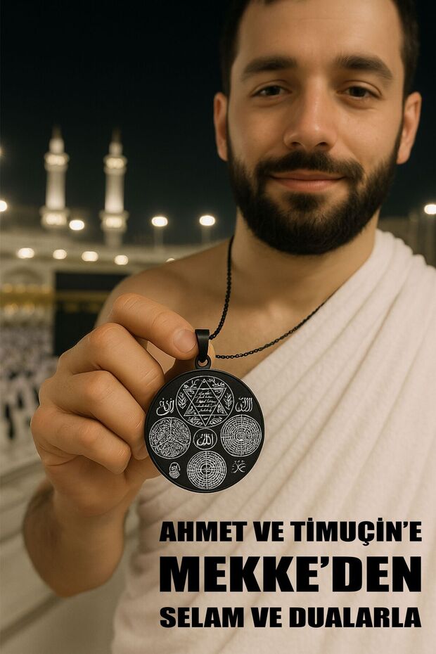 Erkek Dua Kolye - Süleyman Mührü Felak Nas Ihlas Cennetül Esma Esmaül Hüsna Nali Şerif Ayetel Kürsi - 1