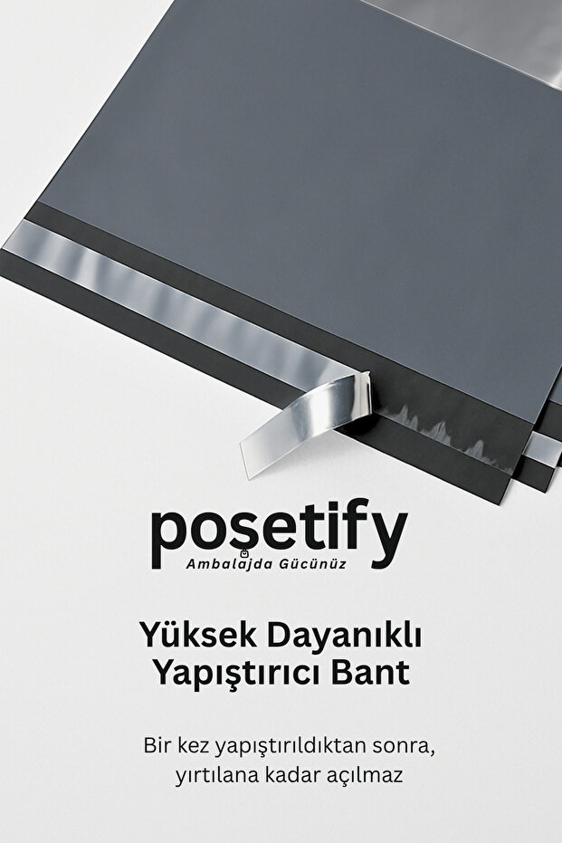 50 Adet Cepli Kargo Poşeti 45x55+5 cm | Gri Renk Yapışkan Bantlı Gönderi Zarfı | E-Ticaret Poşeti - 5