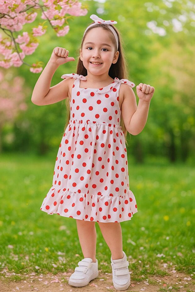 Polka Dot Girls' Dress Summer Cotton Suspender Dress