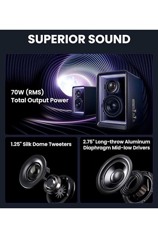 Edifier QR65 Desktop Active Monitor Speaker with Gan Charger,BT5.3,USB-A,RCA - 2