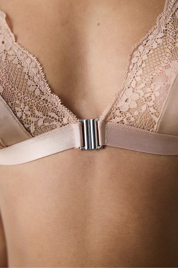 Micro Lace Triangle Bej Sütyen - 4