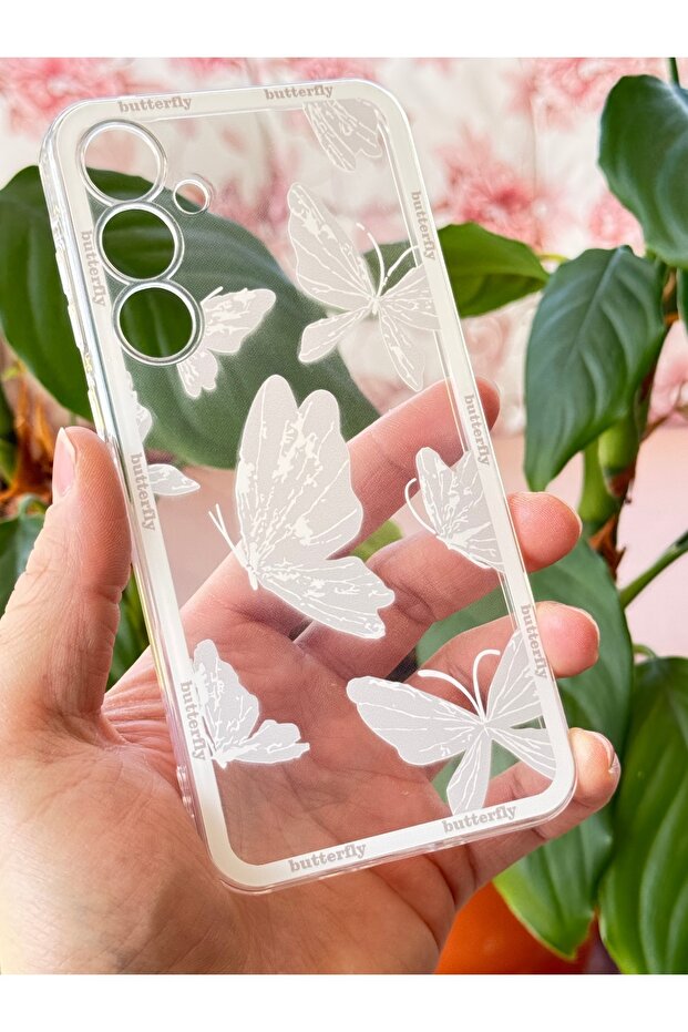 Galaxy A35 Compatible Case Designed Patterned Camera Protected Transparent Butterfly Flexible Soft Silicone Cover with Case Design - 4
