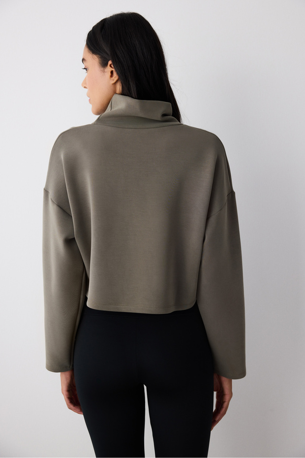 Haki Boğazlı Modal Üst - 5