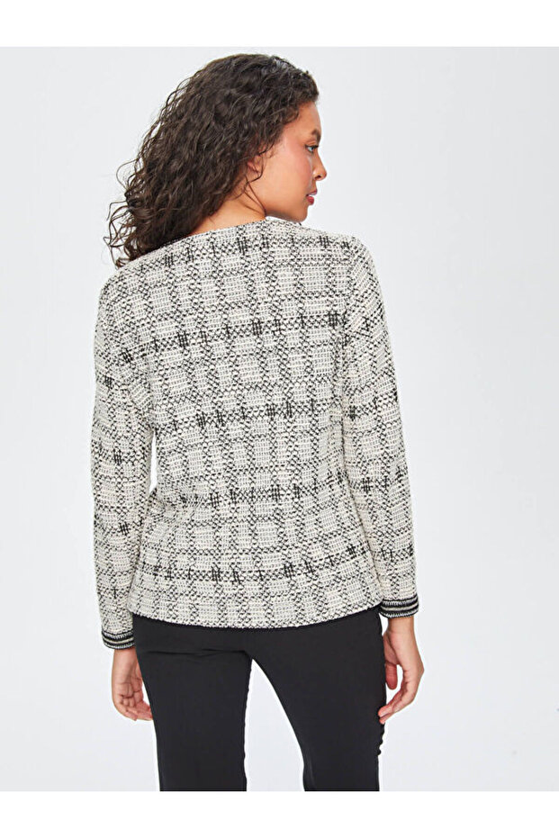 Şerit Detaylı Simli Örme Ceket 69181 - 3