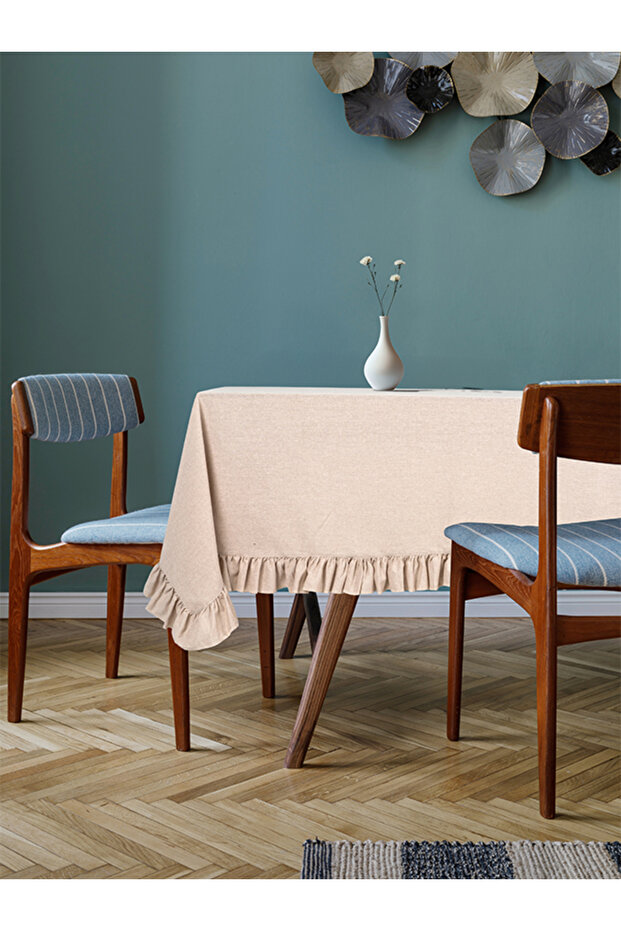 Buldan Cotton Linen Ruffle Tablecloth