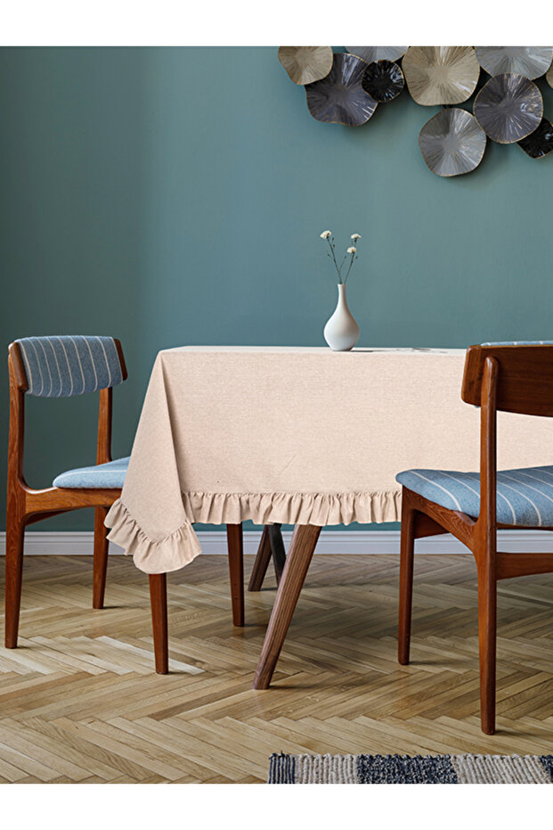 Buldan Cotton Linen Ruffle Tablecloth