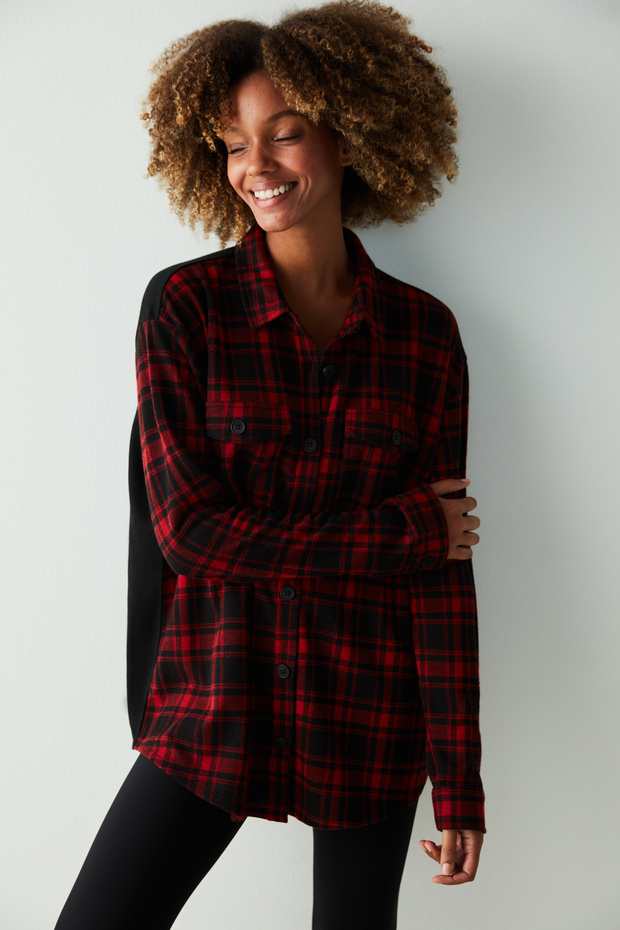 Rose Checked Pijama Üstü - 3