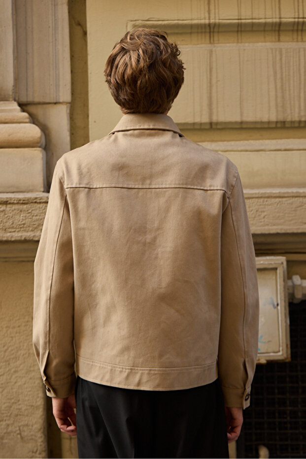 Erkek Çiçek Desenli Ceket Bej - 6