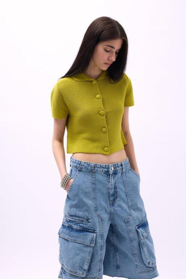    Baby Collar Buttoned Blouse - 3