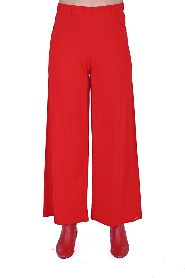 Straight Leg Knitwear Trousers Red