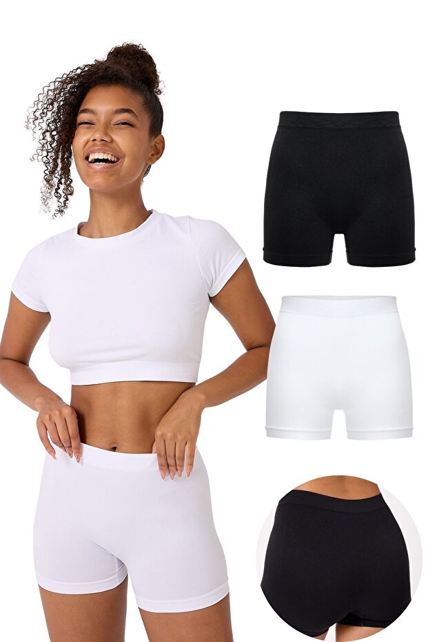 2'li Kadın Dikişsiz Basic Boxer - 1