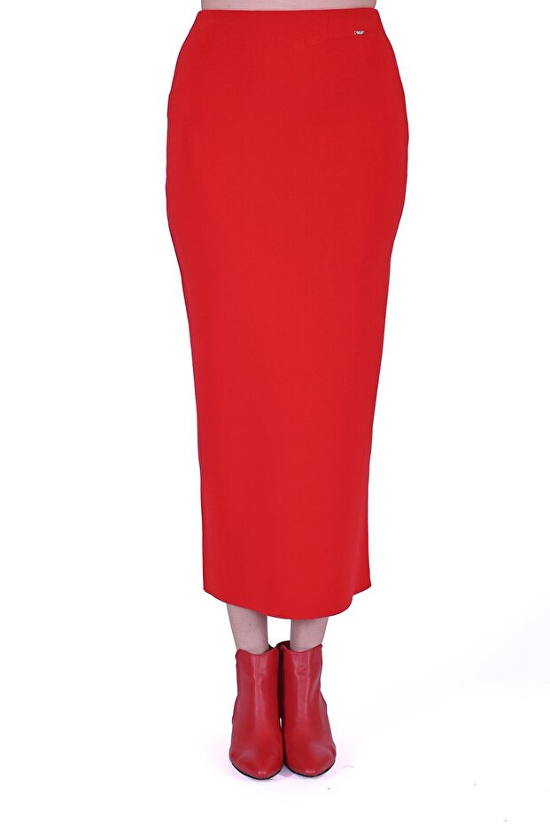 Knitwear Pencil Skirt Red